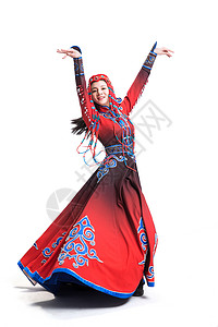 女艺术家民族服饰女成年人穿着蒙古族服饰的女人背景