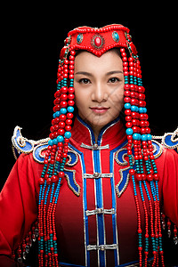 穿着蒙古族服饰的女人背景图片