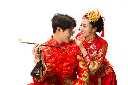 烟杆青年夫妇中式古典婚礼背景