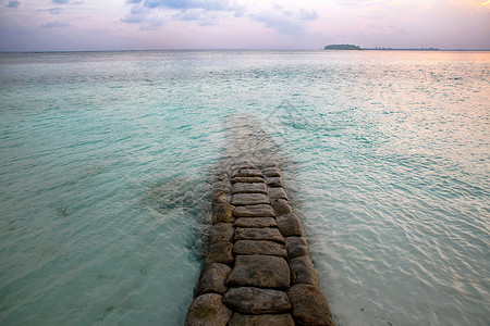 自然景观石板路自然美马尔代夫海景风光图片