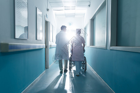 全科卫生彩色图片全身像医务工作者在医院的走廊背景