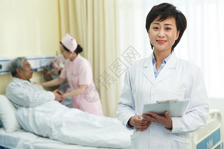 彩色图片床努力医务工作者和患者在病房图片