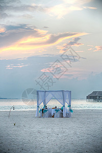 水平线浪漫海滩马尔代夫海景图片
