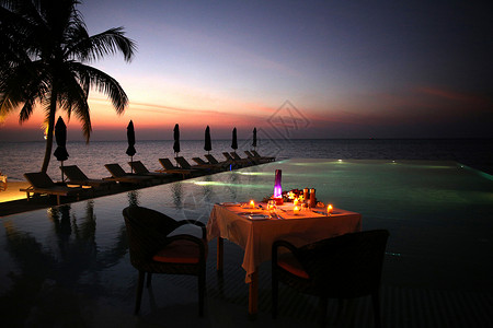 岛屿度假夜景国际著名景点马尔代夫海景风光背景