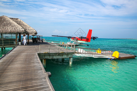 水艇宁静技术水上飞机马尔代夫海景背景