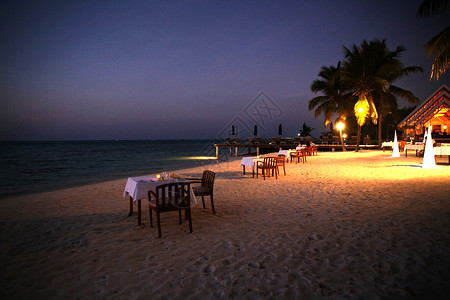 度假胜地晚餐彩色图片马尔代夫海景风光高清图片