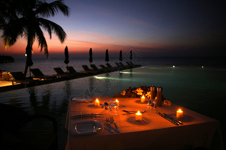 岛屿度假夜景自然美海岸地形灯马尔代夫海景风光背景