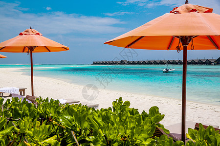 躺椅自然水平构图马尔代夫海景风光图片