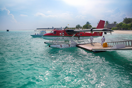 水上交通非都市风光水上飞机海洋马尔代夫海景背景