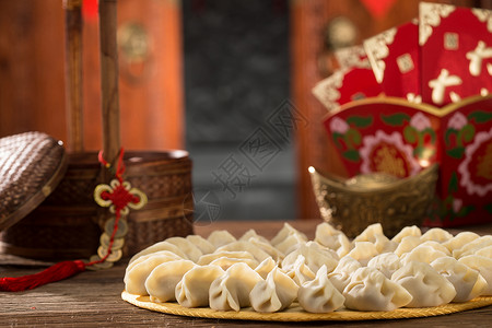 竹篮元素摄影生食菜春节包饺子背景