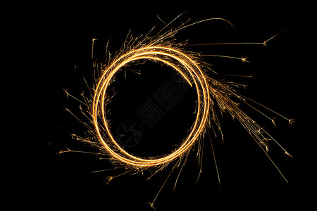 黄色圆形火焰照亮喜庆传统节日烟花背景