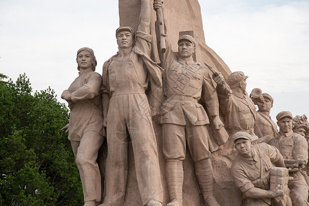 军人列队彩色图片名胜古迹雕塑北京广场的雕像背景