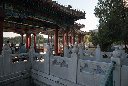 城市水环境国际著名景点建筑外部白昼北京北海公园背景