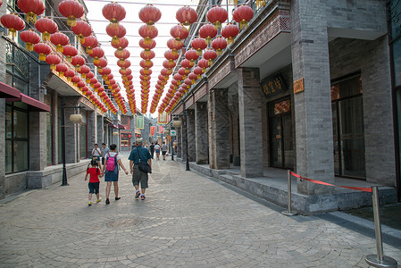 年货大街元素附带的人物文化首都北京前门大街背景