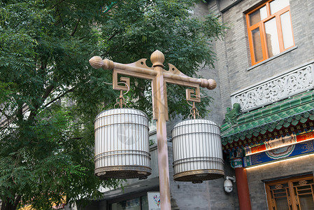 商店元素历史大栅栏彩色图片北京前门大街背景