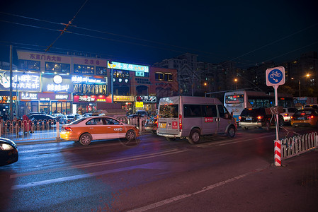 亚洲道路商店北京街市夜景图片