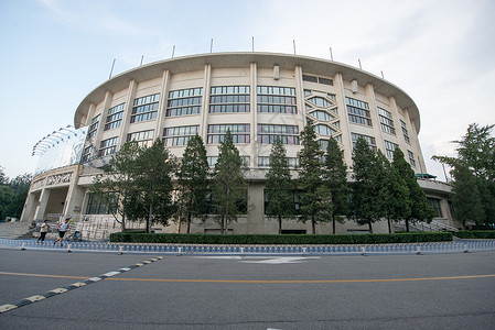 比赛路面背景都市风光首都发展北京工人体育馆背景