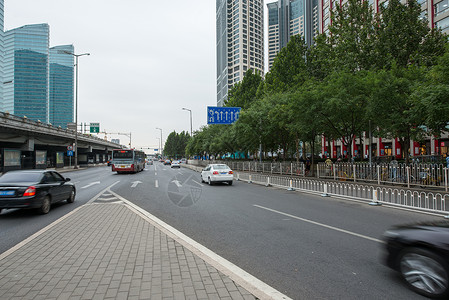 白昼主干路旅游胜地北京CBD建筑图片