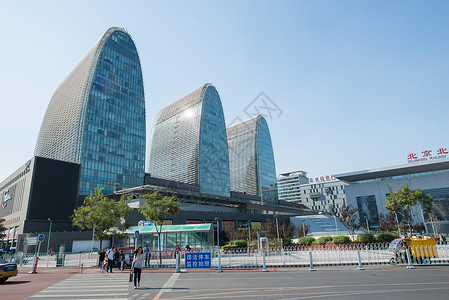 天空现代水平构图北京西直门建筑群图片