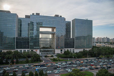 北京市区的街道和建筑物图片