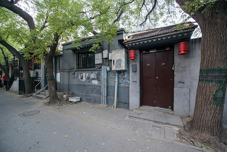 城市古典风格门口北京胡同图片
