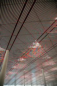 建筑棚顶垂直构图运输候机厅北京首都机场背景