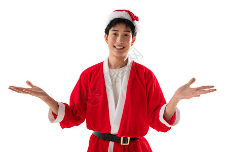 传统节日圣诞帽成年人穿圣诞服的青年男人图片