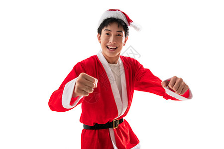 活力微笑快乐穿圣诞服的青年男人图片
