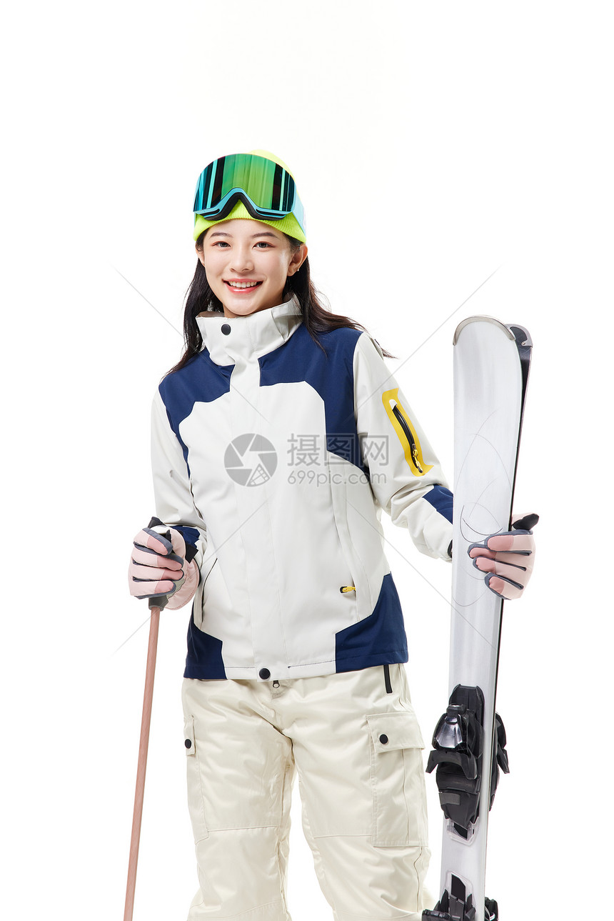 年轻美女滑雪形象图片
