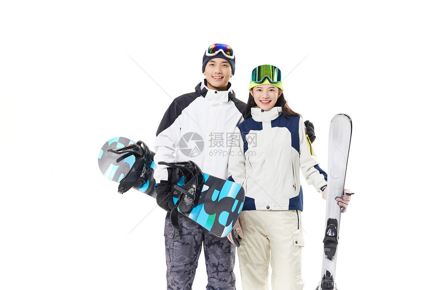 年轻情侣滑雪形象图片