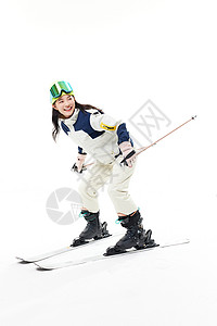 年轻美女滑雪动作图片