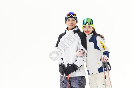 滑雪情侣形象图片