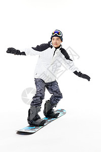 雪上滑板男青年单板滑雪背景