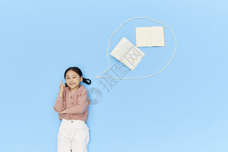 电话对话框学习思考的小女孩背景