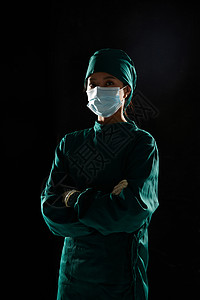 黑医生素材女性手术医生形象背景
