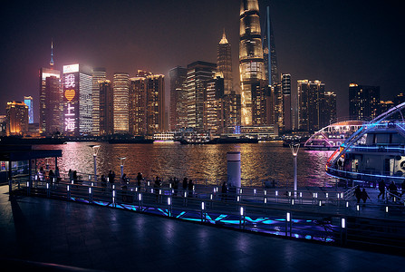 上海浦江夜景背景图片