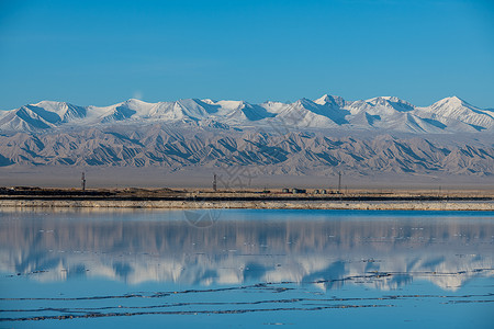 雪山倒影雪景青海祁连雪山冬日风光背景