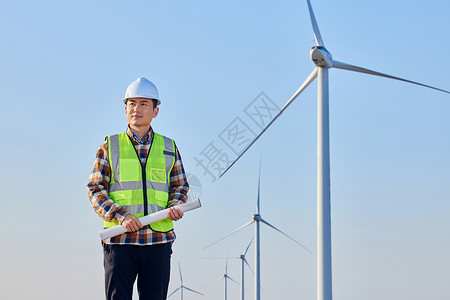 研发工程师男性工程师研发环保大风车风力发电背景