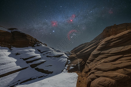 陕西波浪谷冬季雪景星空高清图片