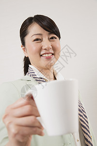 商务女性喝茶图片