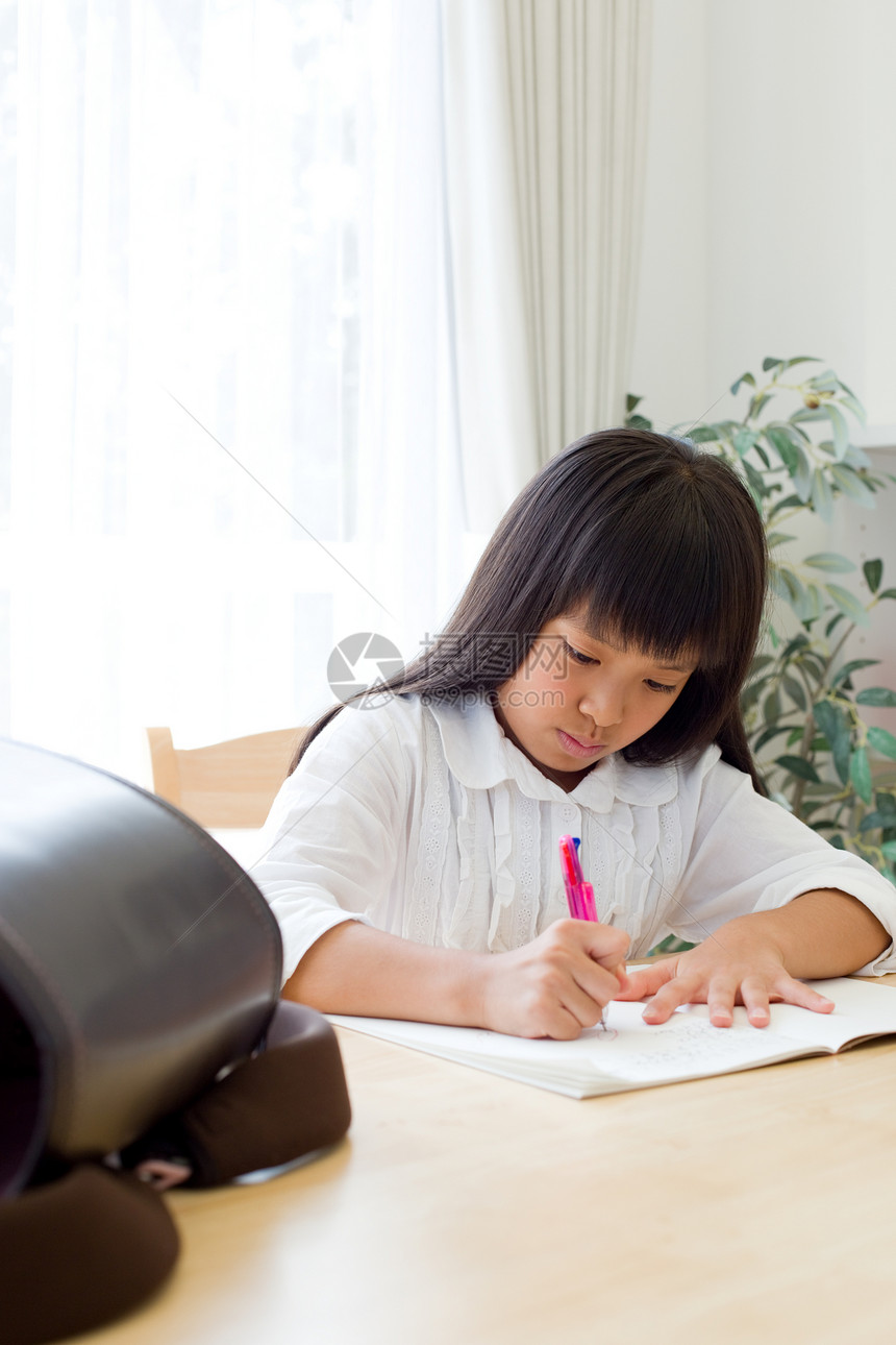 认真学习的小女孩图片