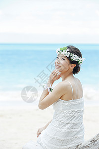 海边新娘肖像图片