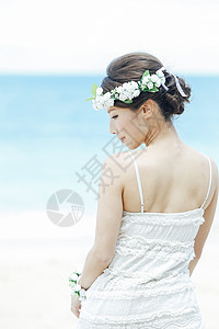 海边新娘肖像高清图片