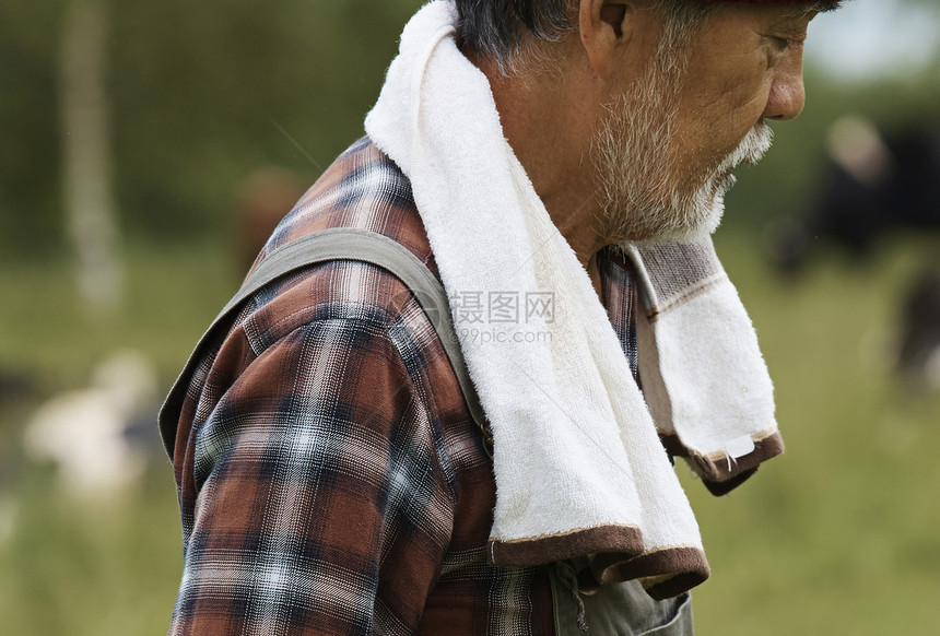 在牧场工作的农民图片