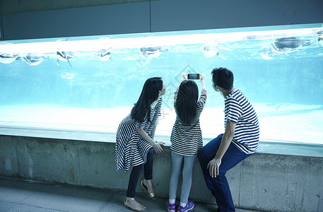 水族馆里的一家人图片