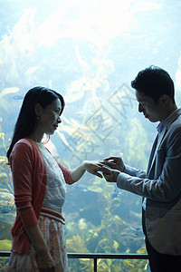 水族馆求婚的情侣图片