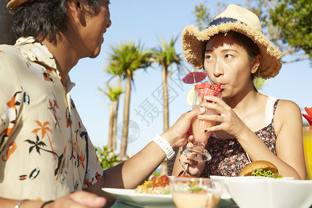 台阶午饭美食冲绳夫妇的露台旅行极好的看法图片