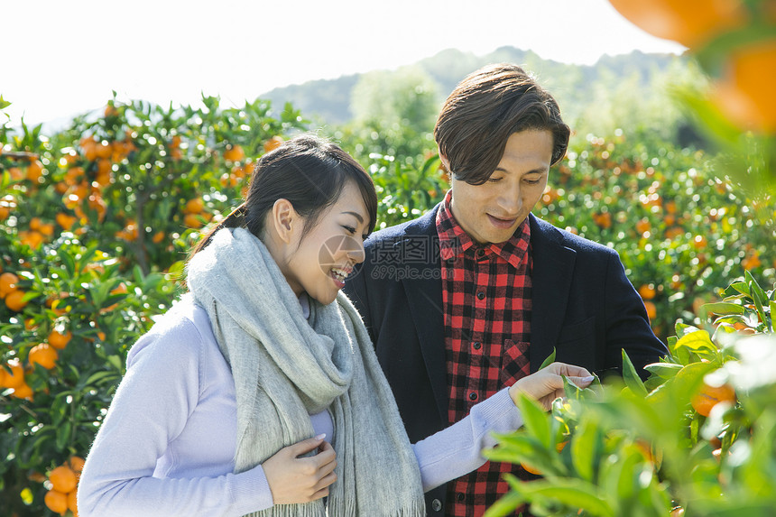 观光种植园的年轻男女图片