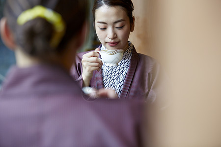 点心东海地区零食外国妇女享受旅行和日本妇女图片