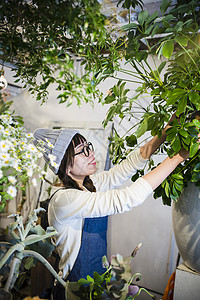 一个在花店打工的女子图片